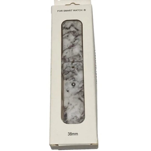 Smart Watch Band 38mm Wristband Gray White Marbled Secure Premium Stainless NIB - Picture 1 of 7